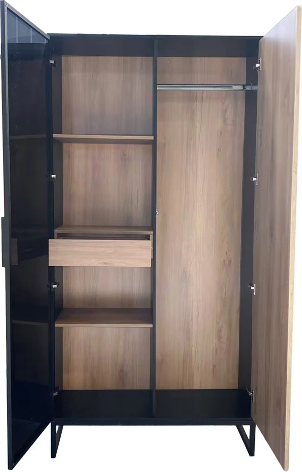 Njësi muri për korridor, 2 dyer, ngjyrë natyrale e errët/zezë, 104x39x210