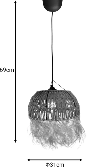 Dritë tavani prej shkopi natyral Inart D31x69cm