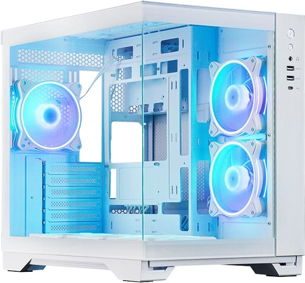 Kasë, Chieftec, Visio GM-30W-TG-OP, Midi Tower ATX/Micro ATX/Mini ITX, 6x 120mm ARGB, xham i temperuar, e bardhë