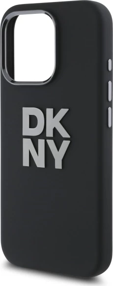 Mbështjellës DKNY Liquid Silicone Metal Logo për iPhone 16 Pro Max, i zi