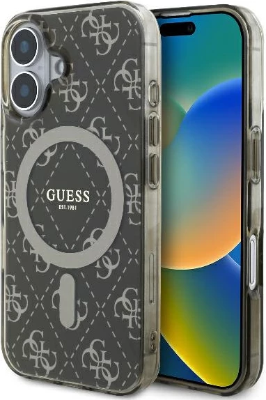 Mbështjellës Guess IML 4G Background MagSafe për iPhone 16, Kafe