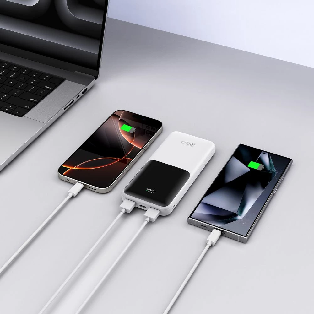 Powerbank Tech-Protect PB01 10000mAh 22.5W, Bardhë