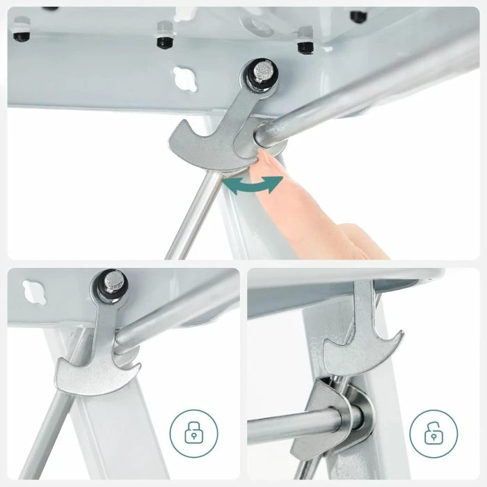 Shkallë palosëse me 2 shkallë SONGMICS GSL12WT, kapacitet 150 kg, çelik, TÜV EN14183, bardhë/zezë