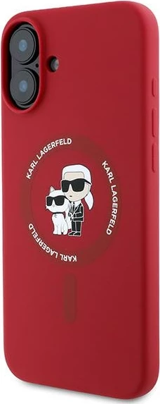 Mbështjellës Karl Lagerfeld Silicone KC Heads Ring MagSafe për iPhone 16 Plus, Kuq
