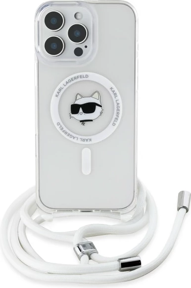 Mbështjellës Karl Lagerfeld IML Choupette Head & Cord MagSafe për iPhone 16 Pro Max, Transparent