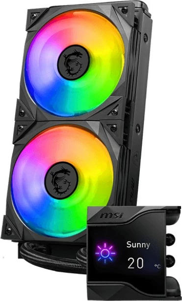 Ftohës me lëng MSI MPG Coreliquid D240, 2x120mm, ekran IPS, ARGB, zi