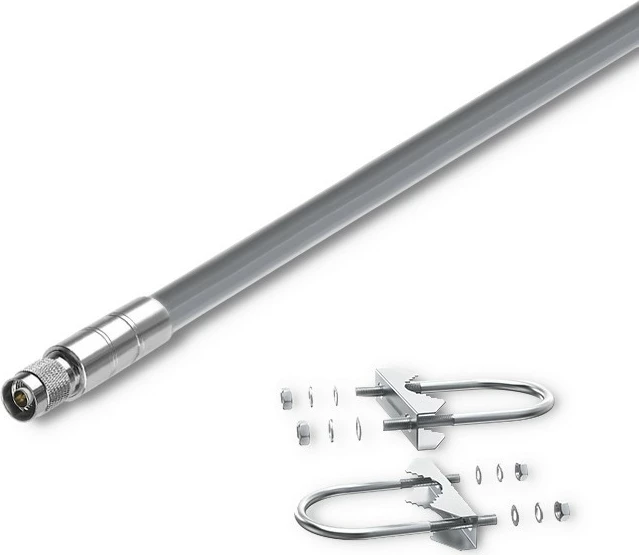 Antenë LoRa Qoltec 57053 omnidireksionale 12 dBi 868 MHz N-male për jashtë 1.5 m fibrë qelqi, gri, me aksesorë montimi