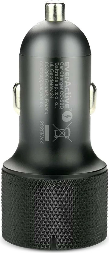 Karikues makine, everActive CC-50Q, 75W USB-C PD + QC3.0, 1x USB-A + 1x USB-C, ekran voltazhi, zi