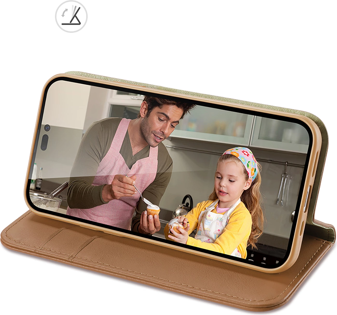 Mbështjellës Dux Ducis Hivo për iPhone 14 Pro Max, lëkurë natyrale, kafe