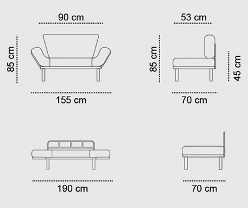 Divan krevat 2 ulëse, ngjyrë e zezë, PWF-0018, 155x73x85 cm