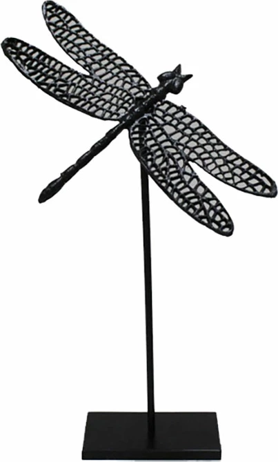 Dekor libellula, formë dragonflaj, alumini, metal i zi, 32x24x55cm