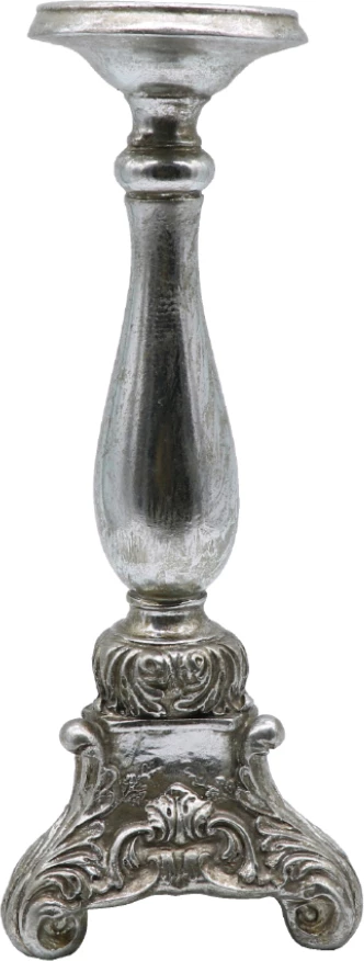 Mbajtëse qirinjsh GABI, polirezine, ngjyrë argjendi, 13x13x32 cm