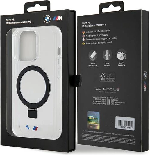 Mbështjellës BMW Ring Stand M Collection MagSafe për iPhone 15 Pro, Transparent