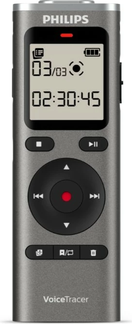 Diktafon Philips VoiceTracer DVT1170 8GB PCM/WAV microSD USB-C 70h, zi/grafit, set me 2x bateri AAA + kabllo USB-C