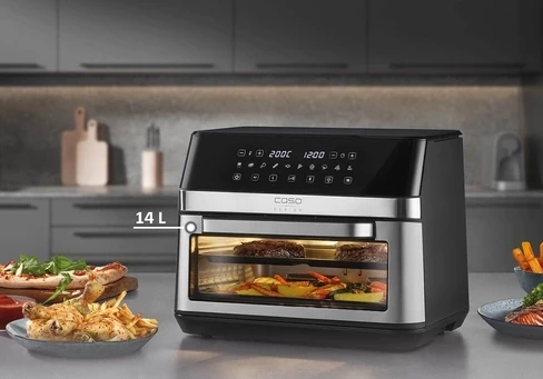 Fritezë me ajër të nxehtë CASO AirFry DuoChef 3186, 14 L, 2200 W, 2-in-1 furrë, e zezë/argjendtë