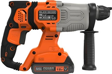 Çekiç elektrik Black & Decker BCD900E2K-QW, 18V, 2.5Ah, SDS Plus, me valixhe, portokalli/zezë
