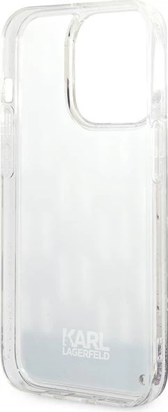 Mbështjellës Karl Lagerfeld KLHCP14LLMNMS për iPhone 14 Pro 6.1", hardcase, Liquid Glitter Monogram, argjendtë