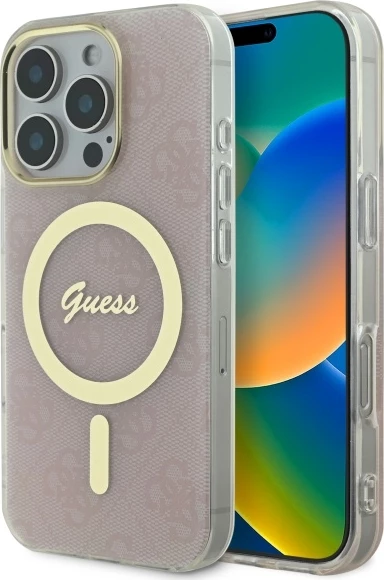 Mbështjellës Guess IML 4G MagSafe për iPhone 16 Pro, Rozë