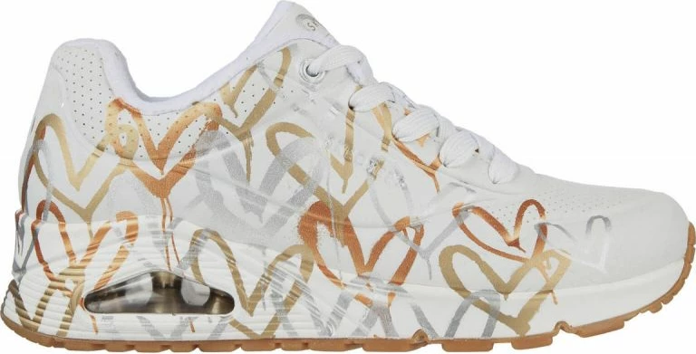 Këpucë Skechers Uno Metallic Love për femra, të bardha