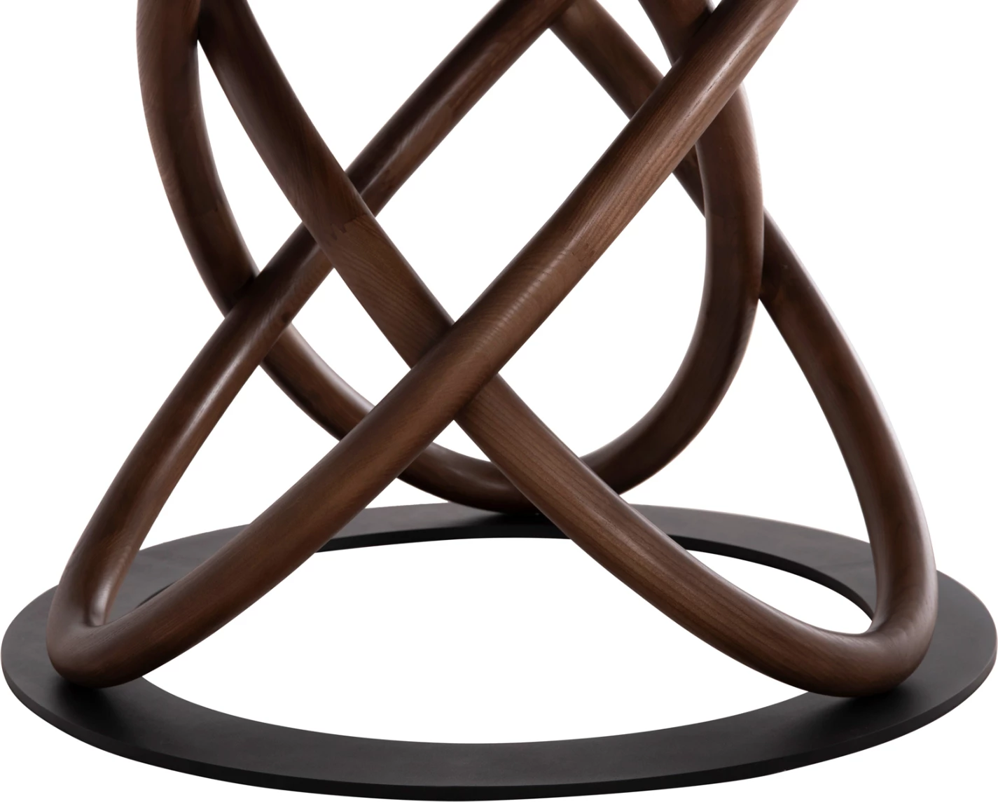 Tavolinë e rrumbullakët ngrënieje ORBITER, sipërfaqe qeramike, këmbë ngjyrë arre, F120x78H cm