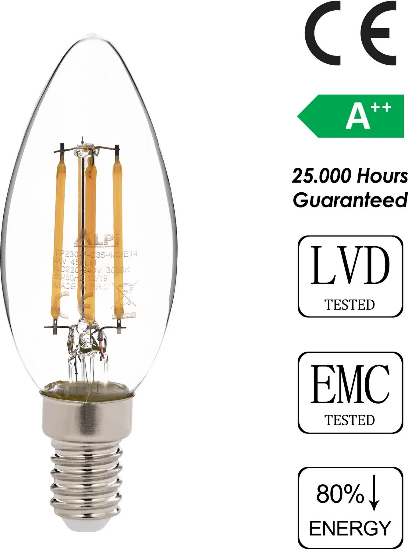 Llambë LED Opviq, E14, dritë e ngrohtë, transparente