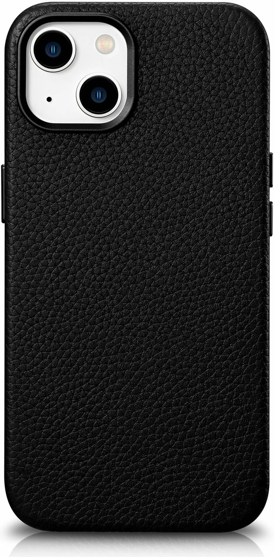 Mbështjellës iCarer Litchi Premium për iPhone 14, lëkurë natyrale, MagSafe, i zi