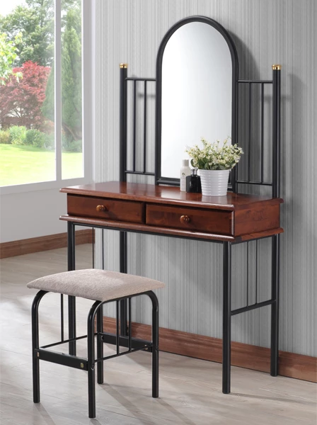 Tavolinë për grim REVEN FH308 me karrige dhe pasqyrë metal & dru 33x90x148cm