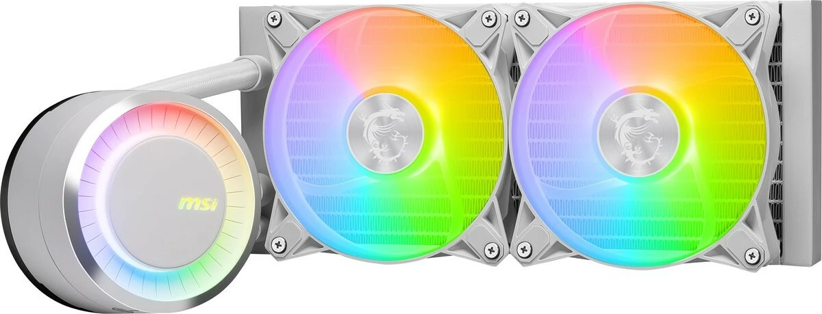 Ftohës CPU AIO, MSI, MAG CORELIQUID E240, radiator 240 mm 2x120 mm ARGB, kompatibil LGA1700/AM5, e bardhë