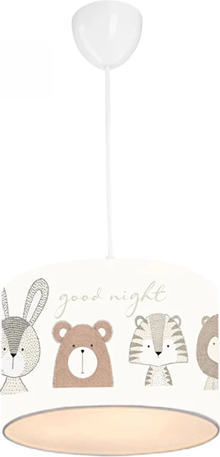 Dritë tavani për fëmijë PWL-1095 E27, ngjyrë gri-bardhë, D24x20cm