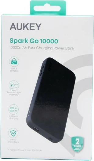 Power bank AUKEY PB-Y46 Spark Go, 10000 mAh, 15W, 2xUSB, LED, Gri