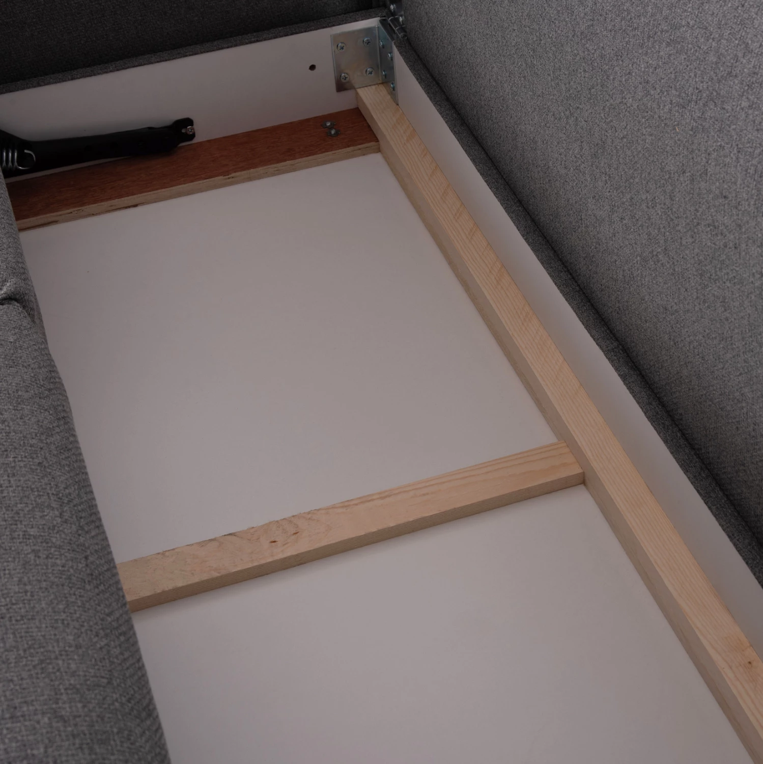 Kënd-sofë me hapësirë për depo, SAFFIRA FH3303.01L, material gri, 270x195x100cm