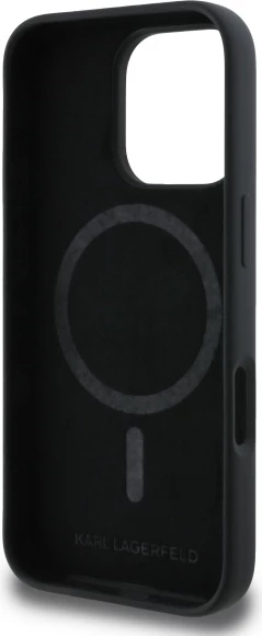 Mbështjellës Karl Lagerfeld KLHMP16XSKCHTCK për iPhone 16 Pro Max 6.9", silikon, MagSafe, zi