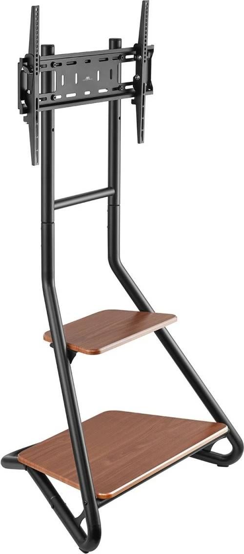 Mbajtës këndi për TV Maclean MC-455, me rafte druri, 37-75", i zi/kafe