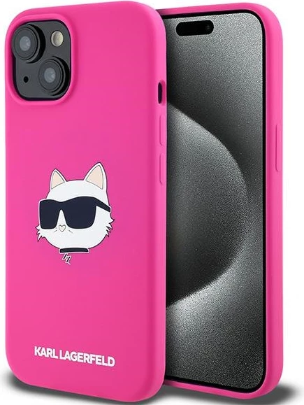 Mbështjellës Karl Lagerfeld Silicone Choupette Head MagSafe për iPhone 15 Plus / 14 Plus, Rozë