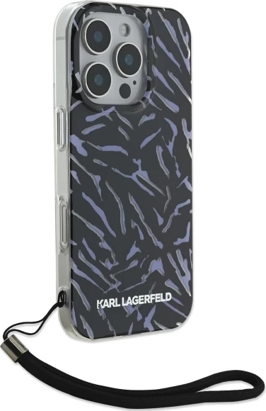 Mbështjellës Karl Lagerfeld Zebra me kordë për iPhone 16 Pro Max, Violet