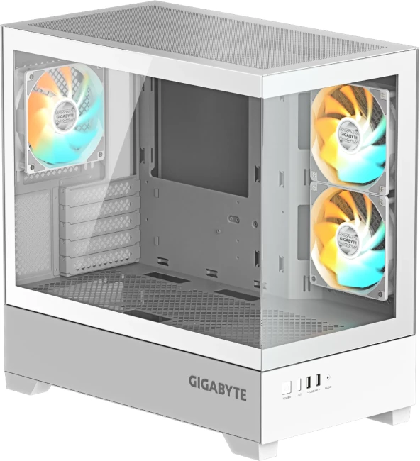 Kasë GIGABYTE C201 PANORAMIC ICE GB-C201PI midi tower, Mini-ITX/Micro-ATX, ARGB, tempered glass, e bardhë