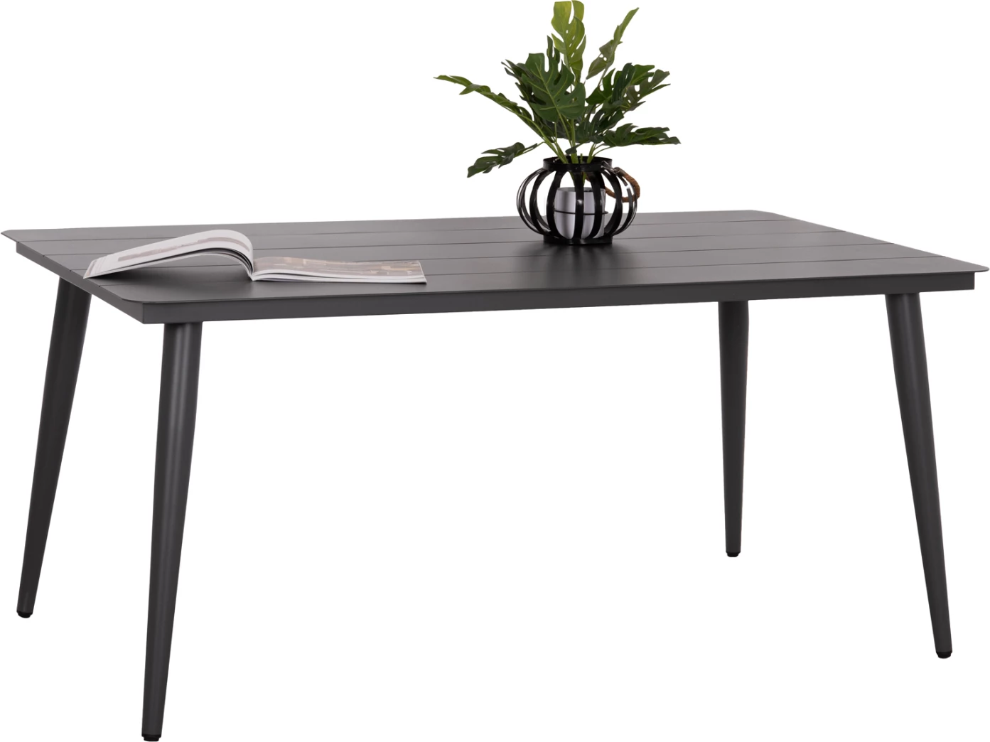 Tavolinë ngrënieje drejtkëndëshe alumini HIGER, ngjyrë gri, 160x90x78cm