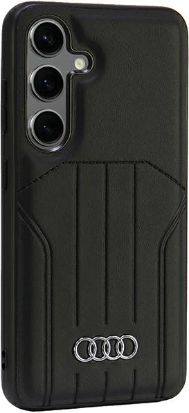 Mbështjellës Audi MagSafe për Samsung Galaxy S24, lëkurë sintetike, i zi