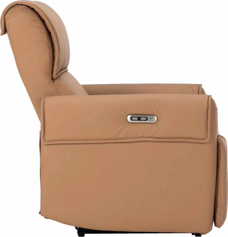 Fotelë relaksuese me recliner elektrik, ngjyrë camel, 88x95x102cm