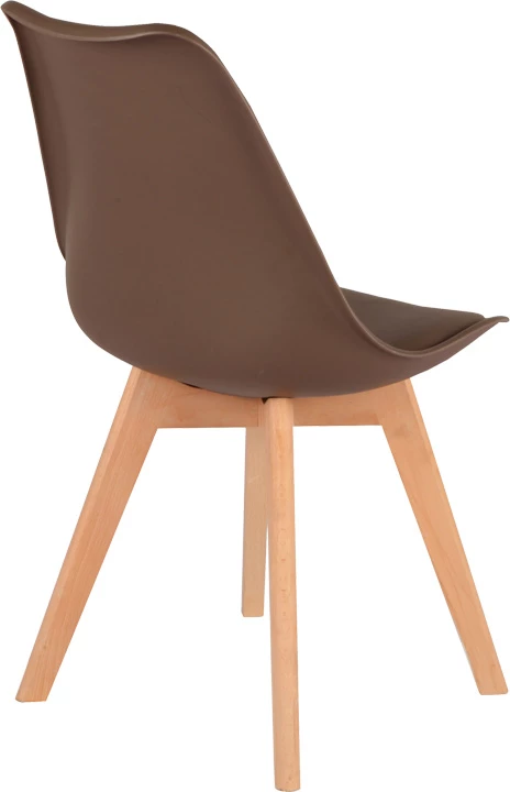 Karrige Gaston, ngjyrë kafe, këmbë druri natyrale, 43x51x75cm, set prej 4 copësh