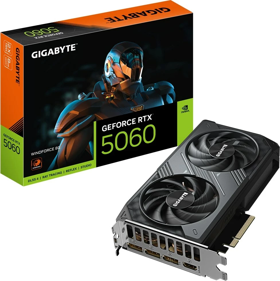 Kartelë grafike Gigabyte GeForce RTX 5060 WINDFORCE 8G, 8GB GDDR7, PCI-E 5.0, e zezë