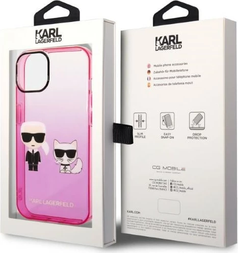 Mbështjellës Karl Lagerfeld KLHCP14MTGKCP për iPhone 14 Plus 6.7", rozë gradient
