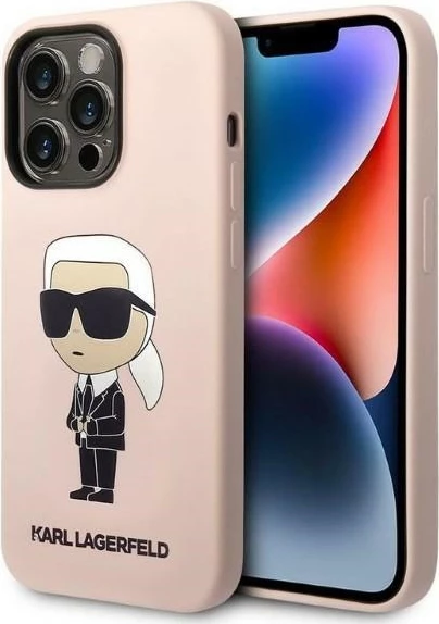 Mbështjellës Karl Lagerfeld Silicone Ikonik për iPhone 14 Pro 6.1", Rozë