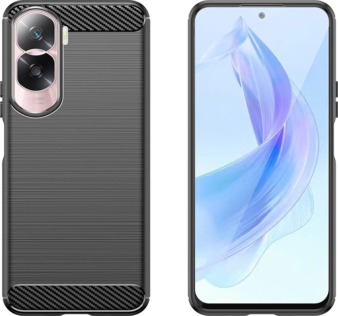 Mbështjellës Hurtel Carbon Case për Honor 90 Lite, silikon, i zi