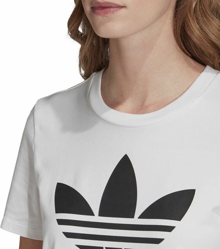 Maicë adidas Trefoil për femra, e bardhë
