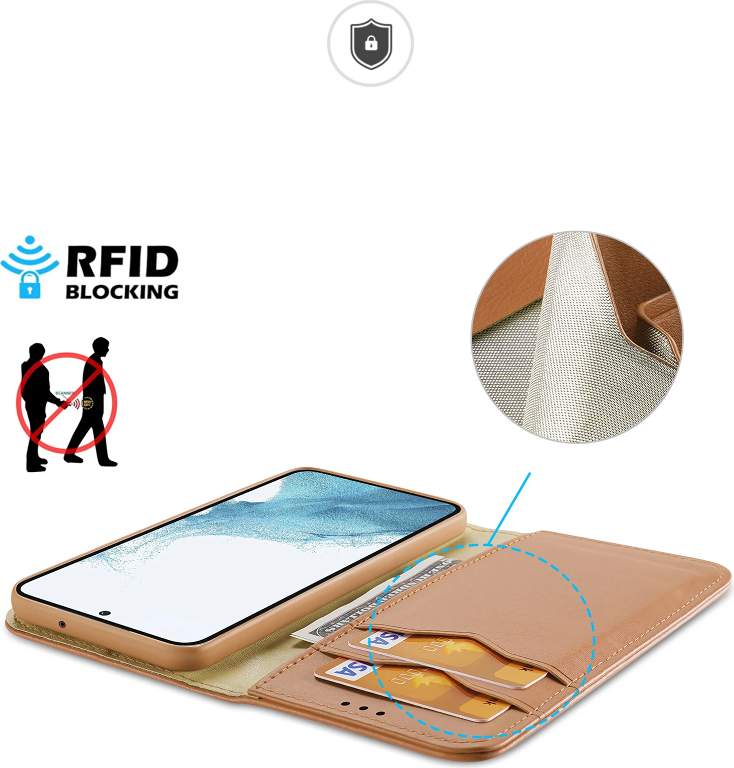 Mbështjellës Dux Ducis Hivo për Samsung Galaxy S23+, me kapak, portofol, bllokim RFID, kafe