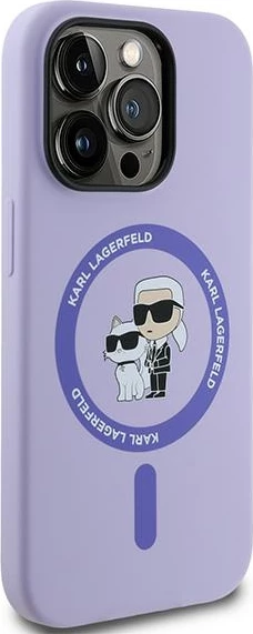 Mbështjellës Karl Lagerfeld HC MagSafe Silicone Karl&Choupette Heads për iPhone 14 Pro, Violet