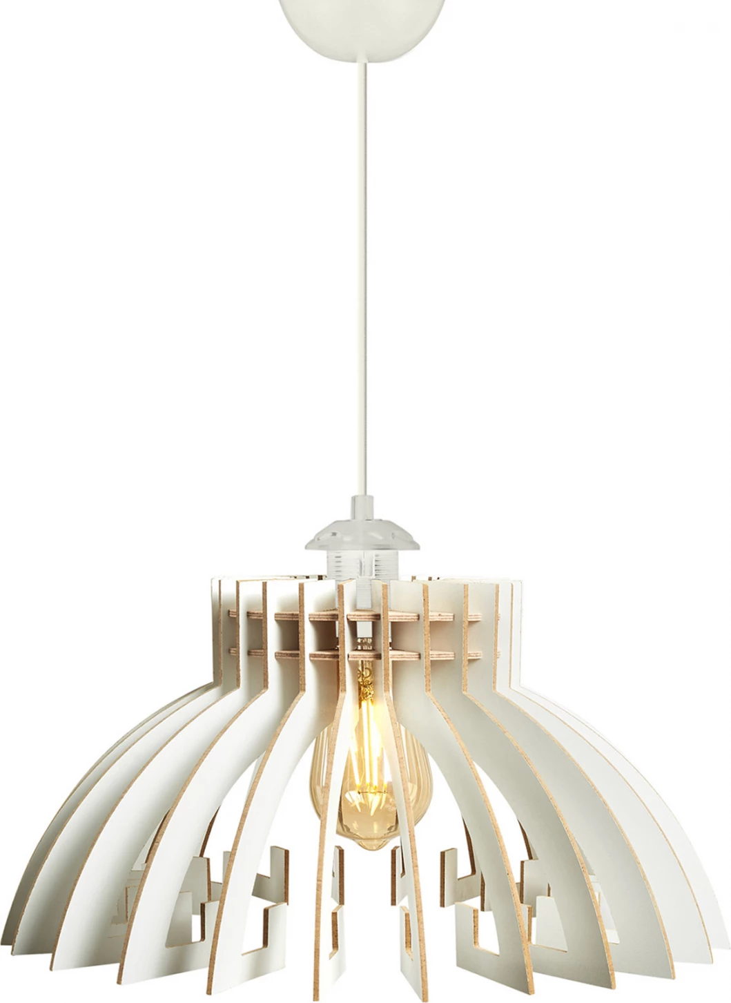 Llambë tavani prej druri, e varur, e bardhë, FH7350.02, Φ54x65Υ cm