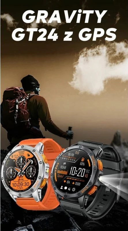 Smartwatch për meshkuj Gravity, rrip i zi dhe i kaltër