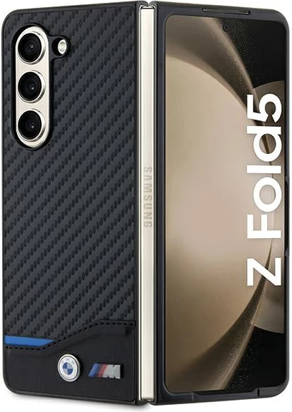 Mbështjellës BMW Leather Carbon për Samsung Galaxy Z Fold 5, i zi